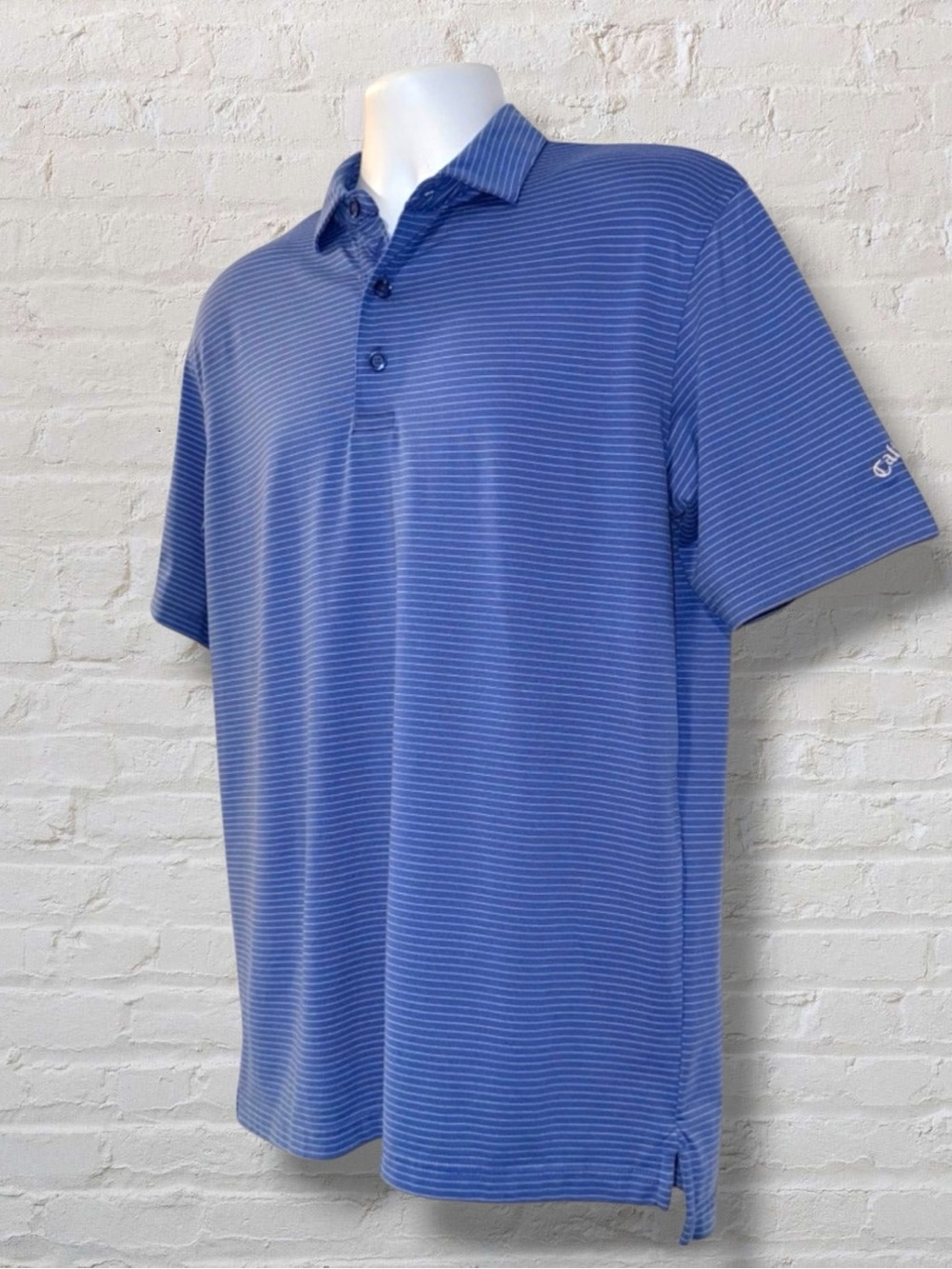 Callaway Opti-Dri Blue Stripe Golf Polo Shirt Men’s Small Performance Stretch